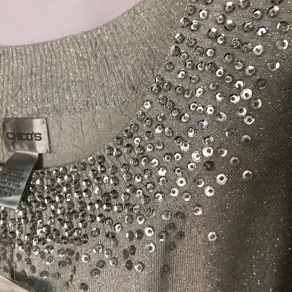 Chico’s blingy light gray sweater - Picture 3 of 7